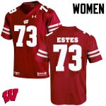 Women's Wisconsin Badgers NCAA #73 Kevin Estes Red Authentic Under Armour Stitched College Football Jersey IX31I18HM
